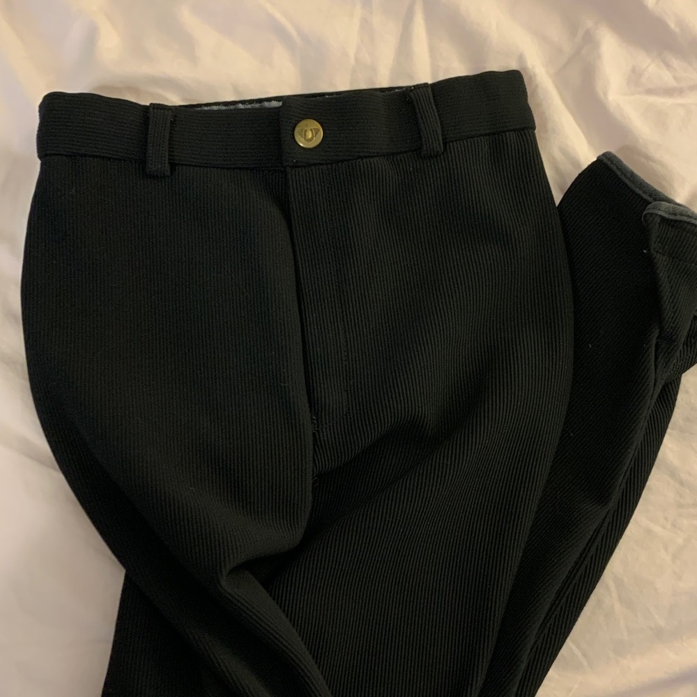 Girls Black Tuff Rider Ribbed Breeches - Picture 2 of 4